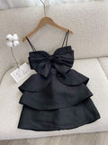 Tineit Chic A line Black Straps Short Homecoming Dress Satin Party Dress (PRE-ORDER)