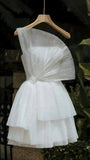 Tineit Chic A line Strapless White Short Homecoming Dress Tulle Party Dress (PRE-ORDER)