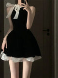 Tineit Chic A line High Neckline Black Short Homecoming Dress Tulle Party Dress (PRE-ORDER)