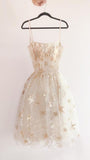 Tineit Cute A-Line Tulle Square Spaghetti Straps Sequins Short Homecoming Dress Birthday Dress (PRE-ORDER)