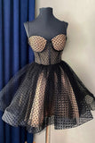 Tineit Cute Dots Black/White A-Line Homecoming Dress Short Birthday Dress (PRE-ORDER)