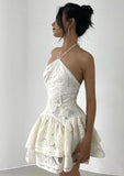 Tineit Chic Ball Gown Halter Short White Lace Homecoming Dress th Birthday Outfits (PRE-ORDER)