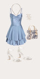 Tineit Simple A line Straps Short Blue Homecoming Dress th Birthday Outfits (PRE-ORDER)