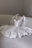 Tineit Chic A line Satin Straps Short White Homecoming Dress th Birthday Outfits (PRE-ORDER)