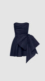 Tineit Chic A line Satin Strapless Short Navy Blue Homecoming Dress th Birthday Outfits C(PRE-ORDER)