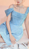 Tineit Chic A Line Short Blue Sequin Homecoming Dress th Birthday Outfits (PRE-ORDER)