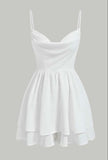 Tineit Chic A line Short Satin White Homecoming Dress th Birthday Outfits (PRE-ORDER)