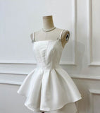 Tineit Simple A line Spaghetti Straps Short Satin Homecoming Dress th Birthday Outfits (PRE-ORDER)