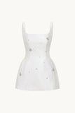 Tineit Cute A line Square Neckline White Satin Short Homecoming Dress th Birthday Outfits (PRE-ORDER)