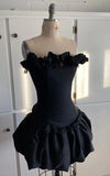 Tineit Vintage A line Strapless Short Black Homecoming Dress th Birthday Outfits (PRE-ORDER)