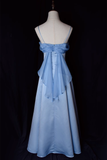 Tineit Vintage A Line Spaghetti Straps Blue Long Prom Dresses (PRE-ORDER)