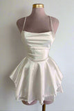 Tineit White Straps Lace-Up A-Line Short Party Dress Homecoming Dresses (PRE-ORDER)