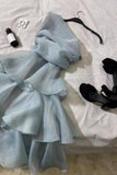 Tineit Simple Blue Short Party Homecoming Dress Birthday Outfits (PRE-ORDER)