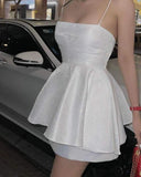 Tineit Elegant A Line Spaghetti Straps Ivory Sequin Homecoming Dress Birthday Outfits (PRE-ORDER)