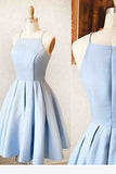 Tineit Satin Light blue Simple Short Mini Homecoming dress For Teens Birthday Outfits (PRE-ORDER)