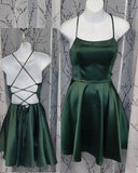 Tineit Sexy A Line Spaghetti Straps Green Short Backless Homecoming Dress (PRE-ORDER)