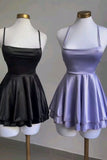 Tineit A Line Spaghetti Straps Backless Homecoming Dresses Black Birthday Outfits (PRE-ORDER)