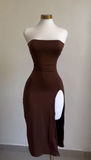 Tineit Vintage Sheath Strapless Slit Homecoming Dress th Birthday Outfits (PRE-ORDER)