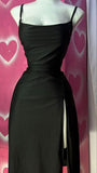 Tineit Vintage Sheath Straps Slit Black Homecoming Dress th Birthday Outfits (PRE-ORDER)