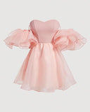 Tineit Simple A line Pink Short Birthday Outfits Homecoming Dress (PRE-ORDER)