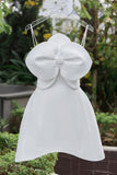 Tineit Simple A Line Strapless Short Birthday Outfits White Homecoming Dress (PRE-ORDER)