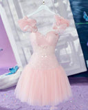 Tineit Simple A Line Straps Short Birthday Outfits Pink Homecoming Dress (PRE-ORDER)