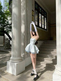 Tineit Elegant A line Strapless Satin Short Birthday Outfits Homecoming Dress (PRE-ORDER)