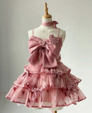 Tineit Elegant A line Straps Tulle Short Birthday Outfits Pink Homecoming Dress (PRE-ORDER)