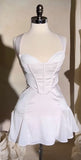 Tineit Elegant A line Sleeveless Short Birthday Outfits White Homecoming Dress (PRE-ORDER)