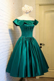 Tineit Vintage A line Off The Shoulder Green Birthday Outfits Homecoming Dress (PRE-ORDER)