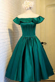 Tineit Vintage A line Off The Shoulder Green Birthday Outfits Homecoming Dress (PRE-ORDER)