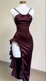 Tineit Vintage High Low Halter Burgundy Birthday Outfits Homecoming Dress (PRE-ORDER)