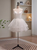 Tineit Modest Ball Gown Straps White Tulle Birthday Outfits Homecoming Dress (PRE-ORDER)