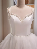 Tineit Modest Ball Gown Straps White Tulle Birthday Outfits Homecoming Dress (PRE-ORDER)