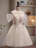 Tineit Modest Ball Gown Off The Shoulder White Tulle Birthday Outfits Homecoming Dress (PRE-ORDER)