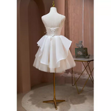 Tineit Sexy A line Spaghetti Straps Tulle White Short Homecoming Dresses (PRE-ORDER)