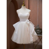 Tineit Sexy A line Spaghetti Straps Tulle White Short Homecoming Dresses (PRE-ORDER)