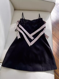 Tineit Unique A line Straps Satin Black Homecoming Dress th Birthday Outfits (PRE-ORDER)