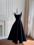 Tineit Unique A line Straps Satin Black Homecoming Dress th Birthday Outfit (PRE-ORDER)