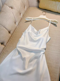 Tineit Simple A Line Straps White Homecoming Dress st Birthday Outfit (PRE-ORDER)