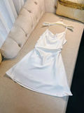 Tineit Simple A Line Straps White Homecoming Dress st Birthday Outfit (PRE-ORDER)