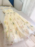 Tineit Modest A Line Straps Floral Tulle Homecoming Dress st Birthday Outfit With Bow (PRE-ORDER)