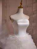 Tineit Ball Gown Strapless White Satin Homecoming Dress th Birthday Outfits (PRE-ORDER)