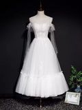 Tineit Vintage A line Straps White Tulle Homecoming Dress th Birthday Outfits (PRE-ORDER)