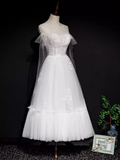 Tineit Vintage A line Straps White Tulle Homecoming Dress th Birthday Outfits (PRE-ORDER)