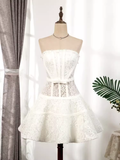 Tineit Unique A line Strapless Lace Tulle Homecoming Dress th Birthday Outfits (PRE-ORDER)