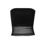 Tineit Mesh Corset Black Y2K Tops Women Transparent Crop Top Stretch Tube Top Sexy Cami Tops Summer Streetwear