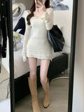 Tineit Calynda Knitted Lace Mini Dress