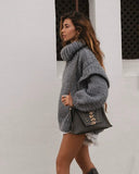 Tineit 2024 Fall Fashion Carolla Knitted Oversize Sweater