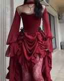 Tineit Elegant High Low Strapless Burgundy Satin Prom Dress Birthday Outfits With Sleeves (PRE-ORDER)